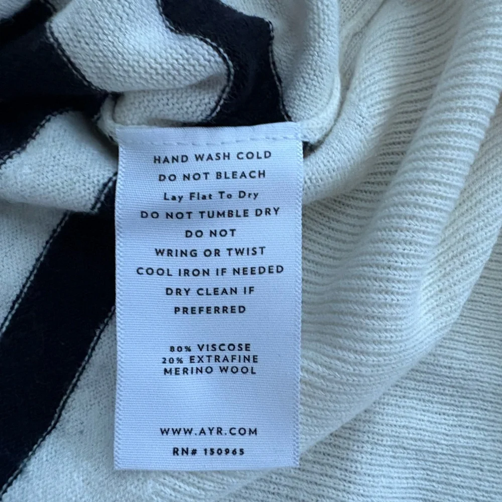 AYR Lofty Softie Sweater in Black and White Stripes, ECU - Picture 4 of 10